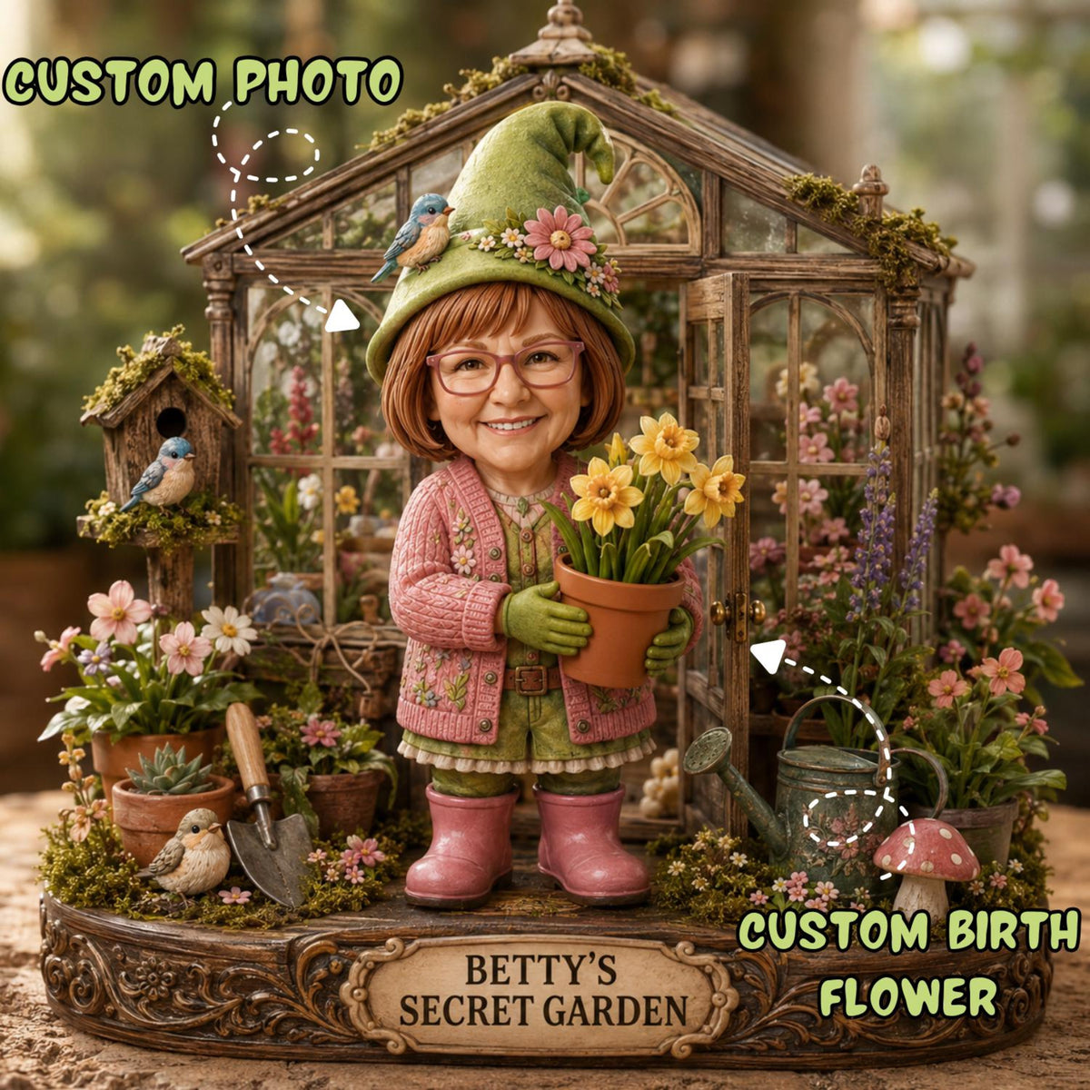 Personalized Garden Gnome Caricature Figurine From Photo, Custom Gardener Decor b14c7b3a-5a78-45dc-ae45-c302e47158d5-15.jpg