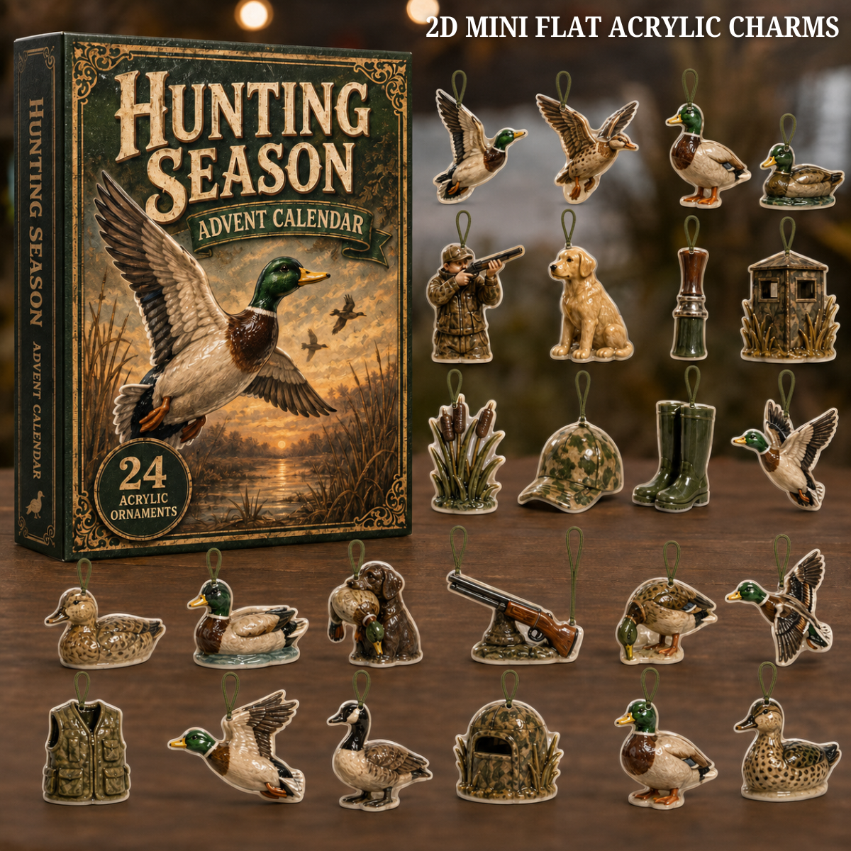 Duck Hunting Season Advent Calendar 2026 - 24-Day Festive Countdown, Acrylic Charms Blind Box - Gift For Hunting Lovers b15651b9-cb1c-4321-bf87-1a254c95ab99-hunting-season-text.png
