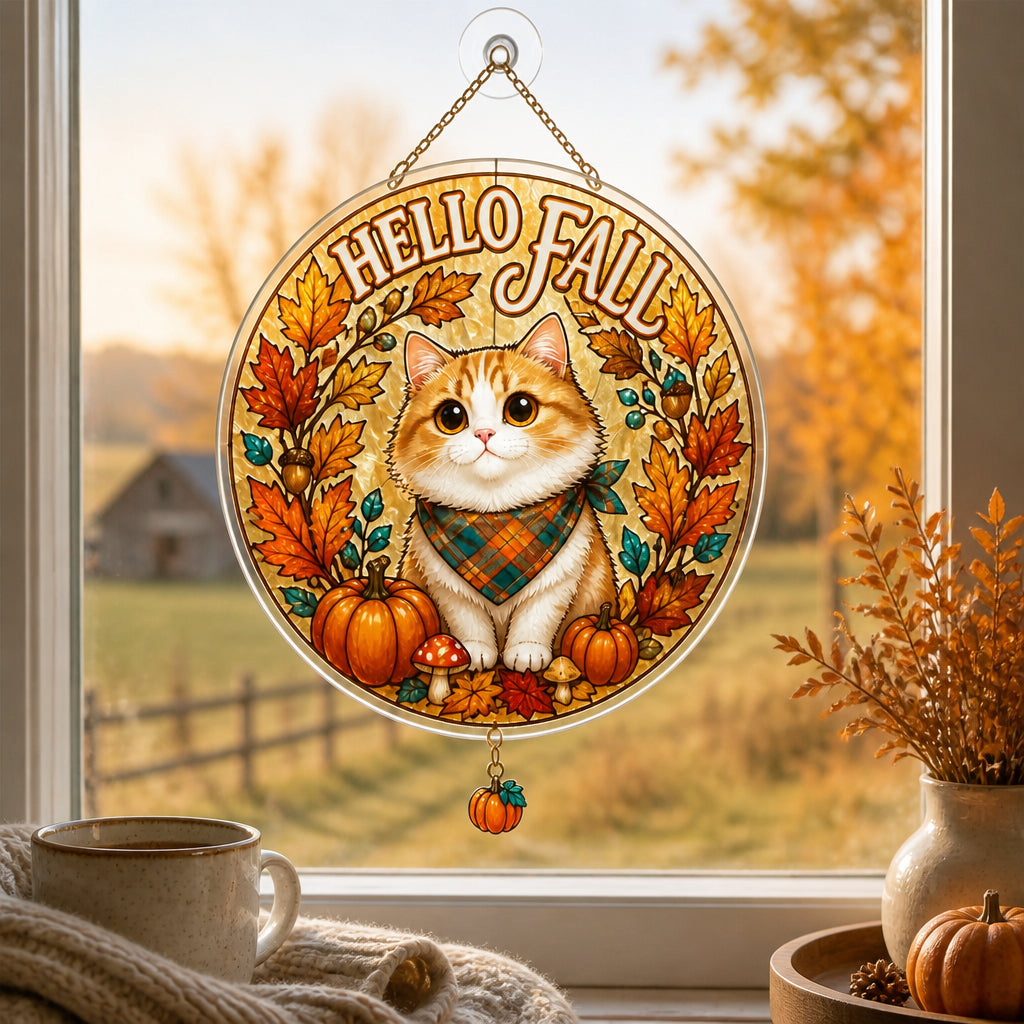 Hello Fall Cozy Cat Garden Flag - 1 Layered Suncatcher with Charm b15ffcbf-280a-4499-b299-0653b71217e7.jpg