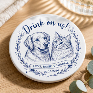 Pet Sketch Wedding Coaster – Drink on us! - Personalized Custom Ceramic Coasters b16ebd67-3481-4ddd-9eb0-f32c51c76c84.jpg