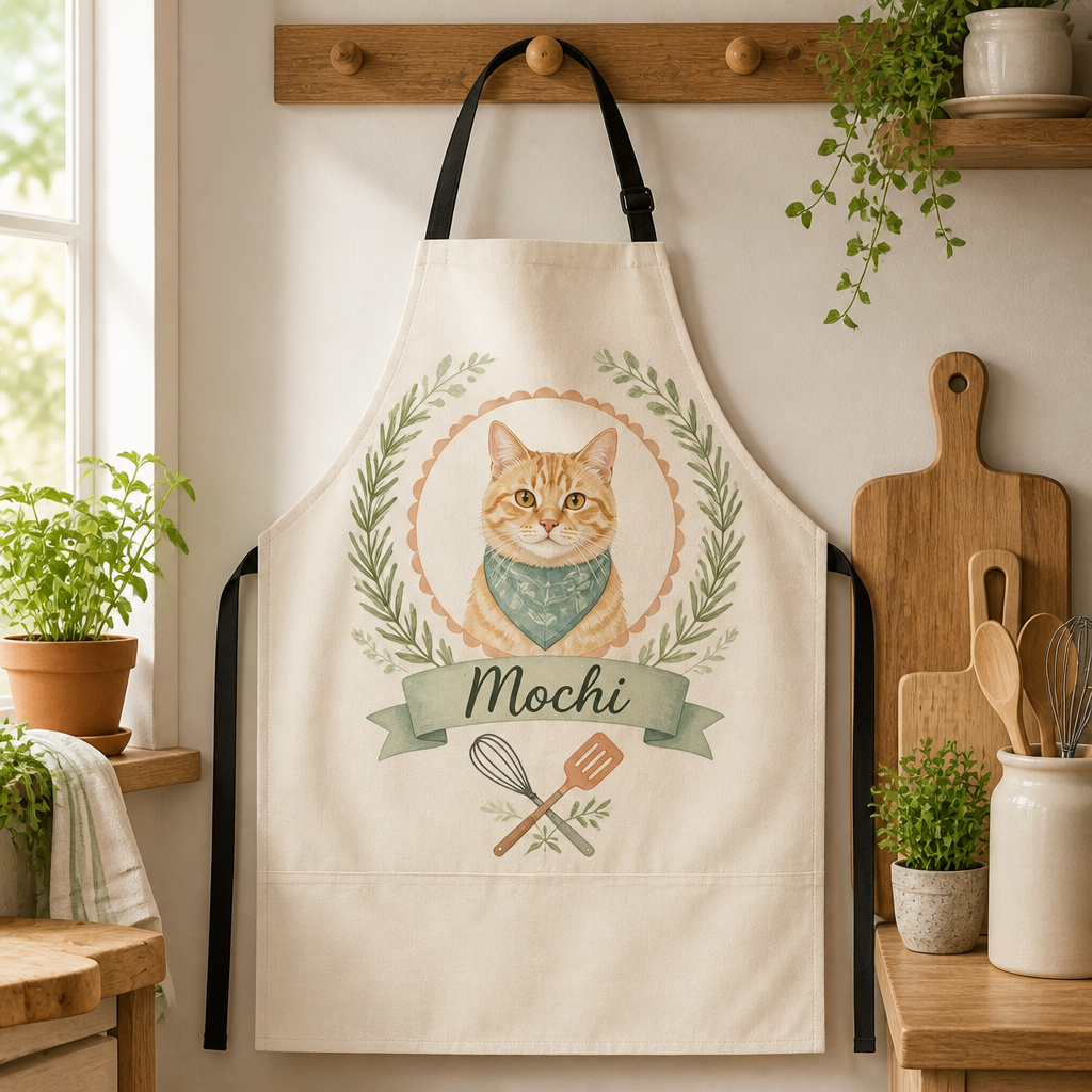 Custom Watercolor Pet Portrait Apron - Personalized Apron b172e62c-a270-4a1e-ab71-c2e94e2aed84.png