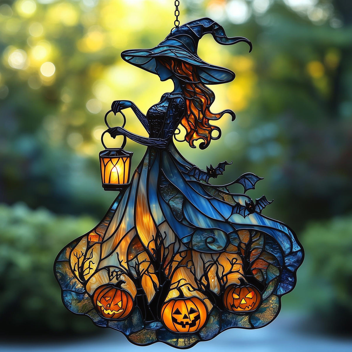 Halloween Witch Stained Acrylic Suncatcher, Glowing Pumpkin Lantern Window Hanging, Gothic Fall Decor, Spooky Witch Gift for Her b1735fb5-ab29-4910-81c2-a44336d860d3-2.jpg