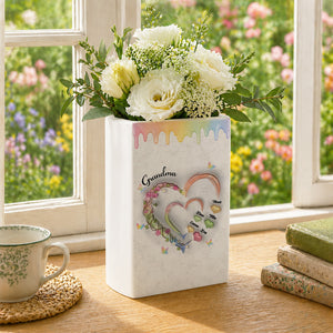 Grandma Mom Sweethearts 3D Effect Faux - Personalized Ceramic Book Vase b178abb8-1ba7-4b94-ab29-df382ca67110-mk3.jpg