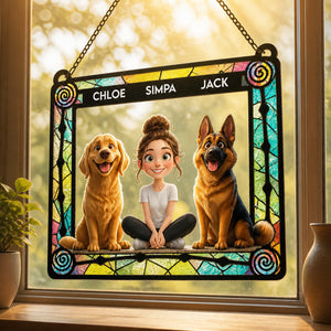 Custom Cartoon Person & Pets Stained Glass Suncatcher - Personalized Suncatcher Stained Glass b18136a1-a15f-40a9-b183-ab085b6e709b.jpg