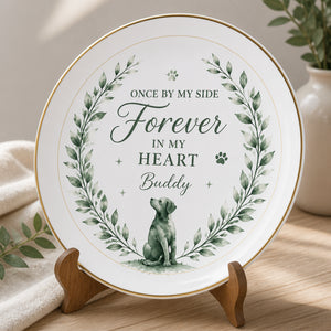 Pet Memorial Ceramic Plate — Once by my side, Forever in my Heart (Name) - Personalized Personalized Ceramic Plate b1860749-5981-4809-817b-220b94608d70.jpg