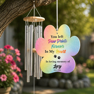 Pet Memorial Wind Chime – You Left Paw Prints In My Heart – Personalized Name & Years - Personalized Windchime b18bfbc8-4b5b-4de2-8636-873054f94476.jpg