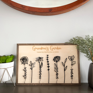 Personalized Wooden Birth Month Flower Garden Plaque | Birth Flower Garden | Custom Mother s Day or Birthday Gift | Gift for Mom, Grandma