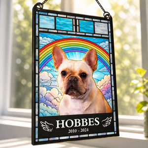 Rainbow Bridge Pet Memorial Photo Suncatcher – Upload Your Pet - Personalized Rectangle Stained Glass Suncatcher (PW) b1d0e9da-4b15-4a61-acf1-1a6a70293cb3.jpg