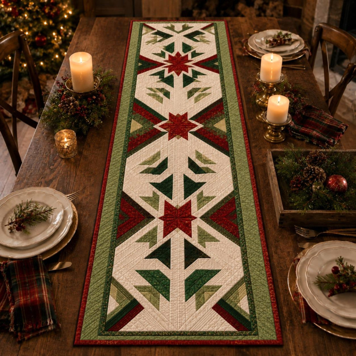 Christmas Quilted Table Runner, Traditional Red Green Holiday Table Decor, Holiday Winter Dining Table Decor, Festive Farmhouse Xmas Decor b1e23ac0-fda7-4b5e-a170-a6d7e6dda90f-2.jpg