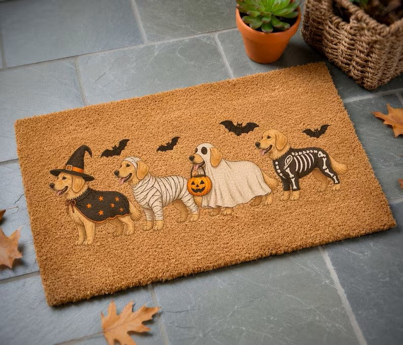 Halloween Golden Dog Doormat, Golden Dog Coir Welcome Mat, Fall Front Porch Decor, Funny Fall Porch Decor, Dog Lover Gift b1eb88fa-5dca-4c9a-b1f1-870e30f4c17e-ytrtyer5.jpg