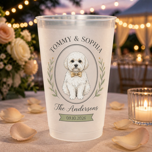 Wedding Pet Portrait Frosted Cups — Couple Names, Family Name & Date - Personalized Plastic Frosted Water Cup b21af0fd-15b2-45ce-8aa1-f30231fb5f62.png