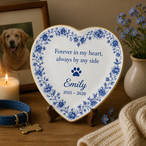 Pet Memorial Ceramic Plate – Forever in my heart, Name & Years - Personalized Personalized Ceramic Plate b21fdf3b-073b-4d69-861c-332a3c3f8b82.jpg
