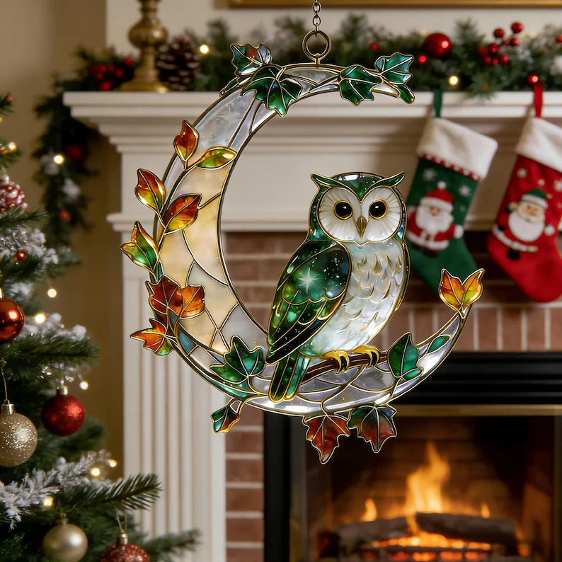 Stained Glass Owl Suncatcher, Owl Moon Window Hanging, Forest Owl Decor, Nature Lover Gift, Owl Glass Ornament, Window Sun Catcher b22deb79-b1bb-4779-a5b4-0cb4345b6243-gggggggggggggg-4-.webp