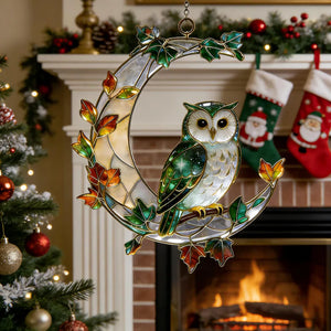 Stained Glass Owl Suncatcher, Owl Moon Window Hanging, Forest Owl Decor, Nature Lover Gift, Owl Glass Ornament, Window Sun Catcher b22deb79-b1bb-4779-a5b4-0cb4345b6243-gggggggggggggg-4-.webp