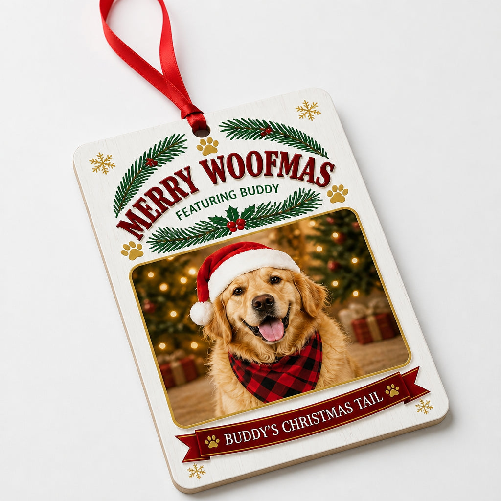 Merry Woofmas Photo Ornament (Name + Photo) - Personalized Ornament b23773f7-bf2a-4320-ae25-3f7951e64507.jpg