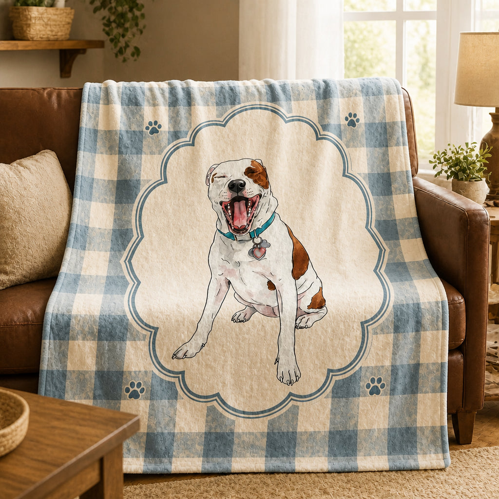 Custom Pet Portrait Blanket – Scalloped Frame Gingham - Personalized Blanket b23a9b6b-f677-4918-a4aa-155487ca96ba.jpg