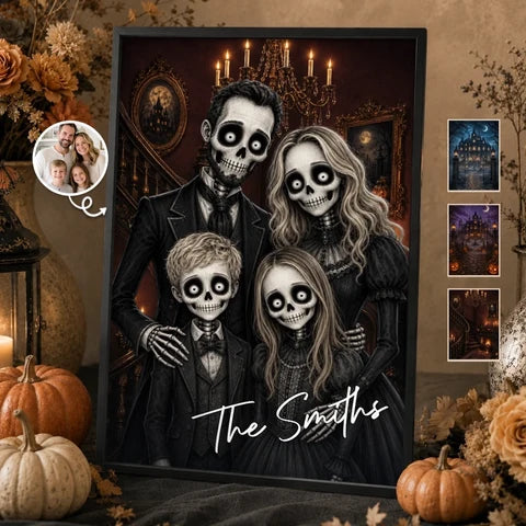 Custom Photo Skeleton Portrait Vertical Poster - Personalized Halloween Decor Birthday Gifts For Mom, Dad, Brother, Sister - We Put The Boo In Family b23c797a-c352-4a4b-a304-3200faa583d6-6a9a53587a99a_large.webp
