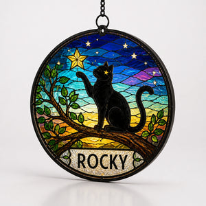 Personalized Cat Stained-Glass Suncatcher – Name - Personalized Suncatcher Stained Glass b2401385-2d63-4412-9149-4486e69d3fd2.jpg