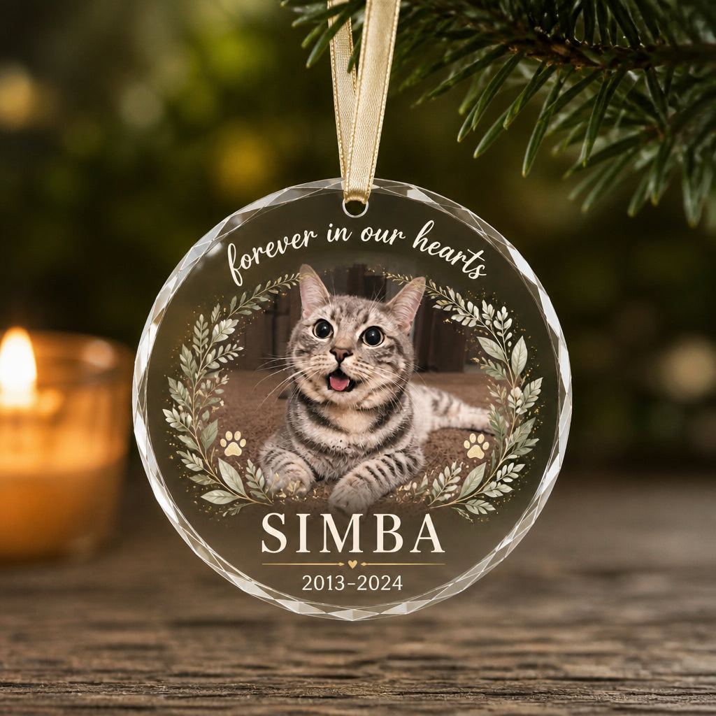 Pet Memorial Photo Ornament - Forever In Our Hearts - Personalized Crystal Ornament b250a43f-55ca-40c1-9f2c-335cf5fb7941.jpg