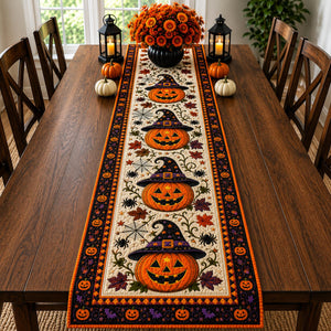 Halloween Pumpkin Quilt Table Runner, Witch Hat Fall Decor, Autumn Spider Web Bats b2519dea-ce6f-44a4-9053-cac9f2ce7a8e-2.jpg