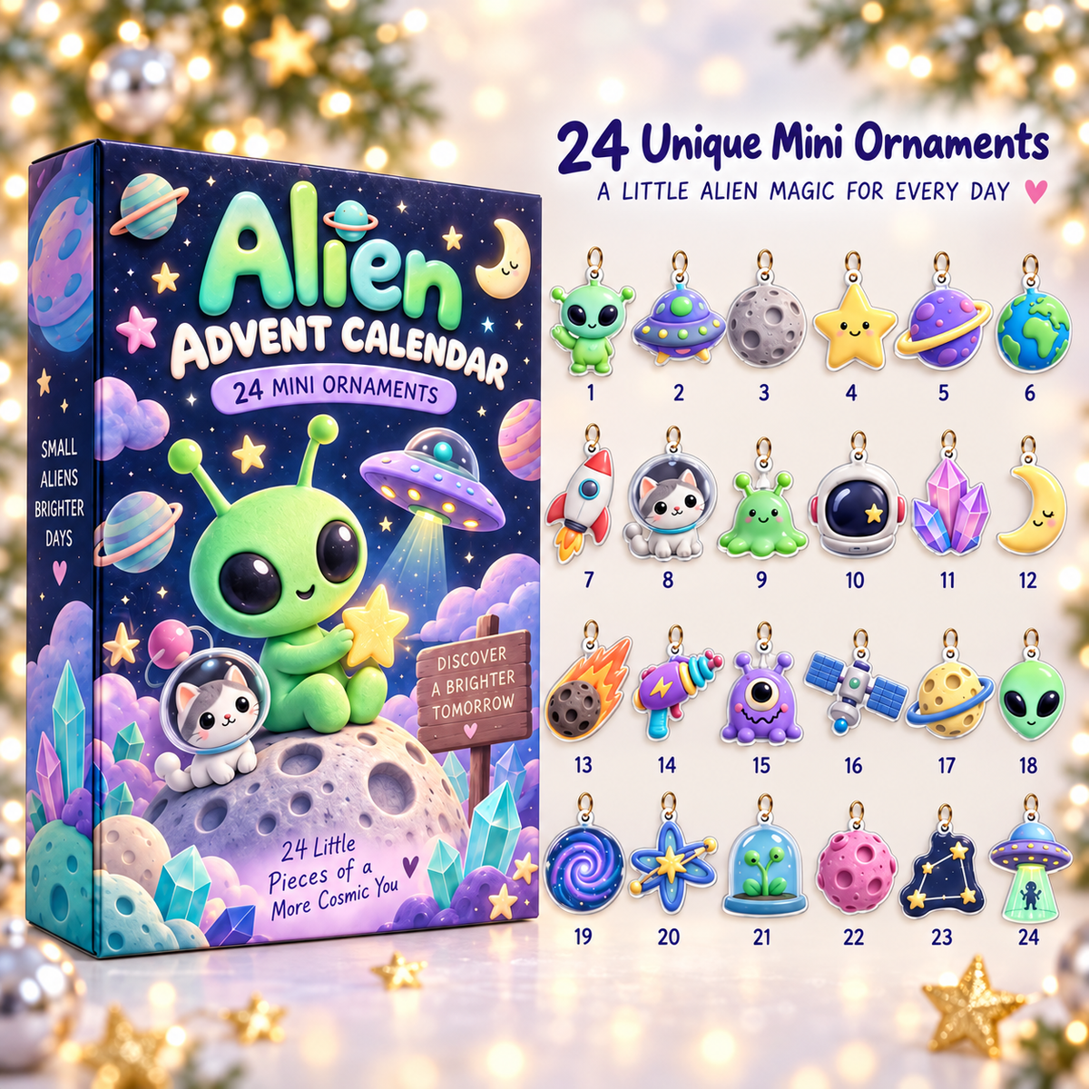 **Alien Advent Calendar 2026 – 24 Mini Space Ornaments with Hanging Strings, Cute Alien UFO Planet Charms, Christmas Countdown Gift for Kids & Space Lovers** b2596eb0-b688-41e7-ad3d-b36bc645e9dd-f11.png