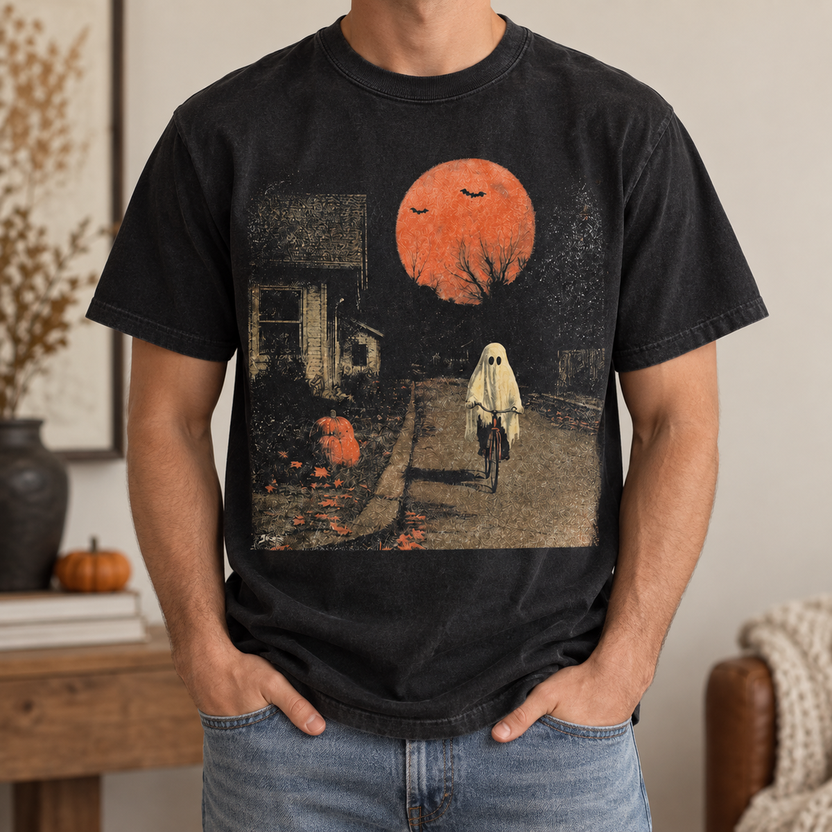 Halloween Ghost T-Shirt, Spooky Ghost Biking Shirt, Gothic Halloween Shirt, Vintage Halloween Tee, Pumpkin Shirt, Fall Graphic Tee, Gift b2703604-f462-4a8b-91d9-aaa0347c1e46-c306462a-15ae-4a50-ae8b-454f3de70d40.png