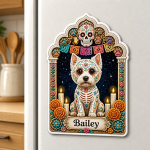 Day of the Dead Pet Portrait Fridge Magnet – Photo + Name - Personalized Custom Shape Fridge Magnet b27cca7e-a20a-4e65-aad0-b952fc8f1222.png