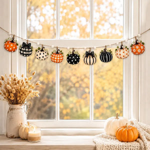 Fall Wooden Pumpkin Garland, Farmhouse Mantel Banner, Autumn Wall Decor, Rustic Thanksgiving Hanging, Orange Black White Pumpkin Decoration b27f2f6f-464b-49de-a426-e2fa6cfc4eb5-ggfgfgfgfnbhgf-5-.webp