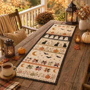 Halloween Quilted Table Runner, Fall Table Runner, Pumpkin Cat Ghost Bat Table Decor, Spooky Autumn Dining Table Runner Halloween Home Decor b2960f9e-2d3f-4ee9-b25a-bee2820ec590-6.jpg