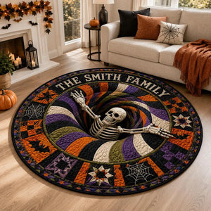 Personalized Halloween Quilted Round Rug, Custom Skeleton Spiral Vortex Circle Area Rug, Funny Spooky Family Name Doormat Gift b29ca15a-0bb2-4c91-b393-b08b9365e2a7-GFFGFGFGFGF-2-.webp