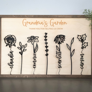 Personalized Wooden Birth Month Flower Garden Plaque | Birth Flower Garden | Custom Mother s Day or Birthday Gift | Gift for Mom, Grandma