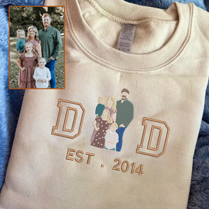Father's Day Personalized Embroidered Family Photo Shirt