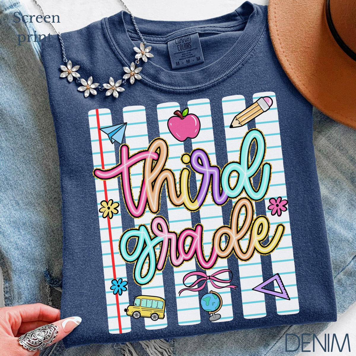 Striped Neon Third Grade Teacher Shirt, Back To School Gift, 3rd Grade Tshirt, Elementary School Tee, Teacher Appreciation Gift b2ab1667-5426-4a8f-9f82-e18f2231098c-4.jpg