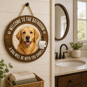 Bathroom Dog Welcome Wood Sign - Custom Pet Photo - Personalized Wood Sign b2c8c4c5-439b-49ad-ae68-5d09b698c1b1.jpg
