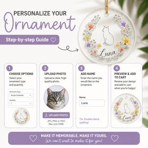Cat Memorial Floral Name Ornament - Personalized Transparent Acrylic Ornament b2d03306-cc87-4965-af99-d35eecca03d7.jpg