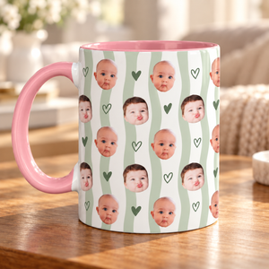 Personalized Baby Face Mug, Custom Photo Coffee Cup with Pink Stripes and Hearts, Mother’s Day Gift for Mom, Grandma and New Mom b2e028b9-d96a-4c1d-80b6-65ccfe0a003b-Sage-green-baby-photo-ceramic-mug-4.png