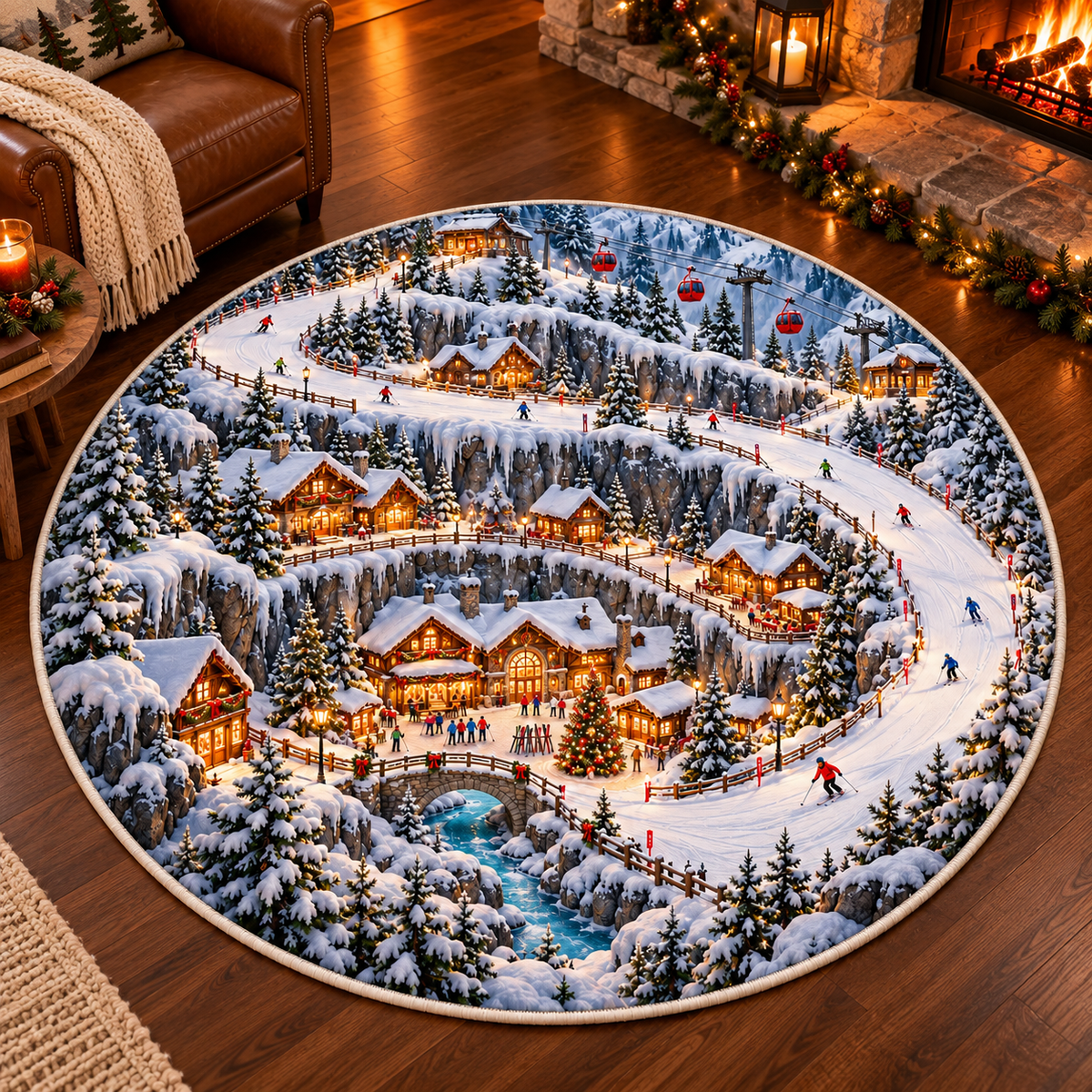 Alpine Ski Village 3D Illusion Round Rug, Snowy Mountain Christmas Floor Mat, Winter Wonderland Area Carpet, Cozy Ski Lodge Holiday Decor b2e0d034-4dca-4604-92b0-d01112618fd5-452f4e47-9375-42e9-aaf4-a34c39cffea2.png