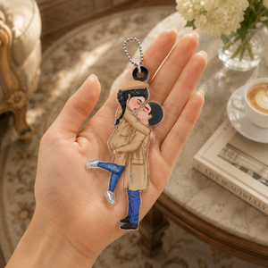 Fall Season Doll Couple Kissing Hugging - Personalized Ornament - Gift For Couple