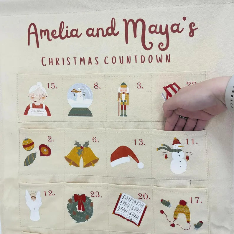 Personalised Fabric Christmas Countdown design Calendar - 24 Pocket Reusable Christmas Wall Hanging 2026 - Handmade Family Keepsake b31033d0-0ed7-4a20-8992-1d7b6c2948a7-dfdffdf-3-.webp
