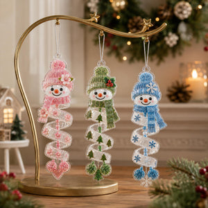 Christmas Snowman Acrylic Ornament, Cute Spiral Christmas Ornament, Acrylic Holiday Keepsake, Christmas Tree Hanging Decor, Christmas Gift b3136eab-7af6-4dc2-96cc-998783705d21-2.jpg
