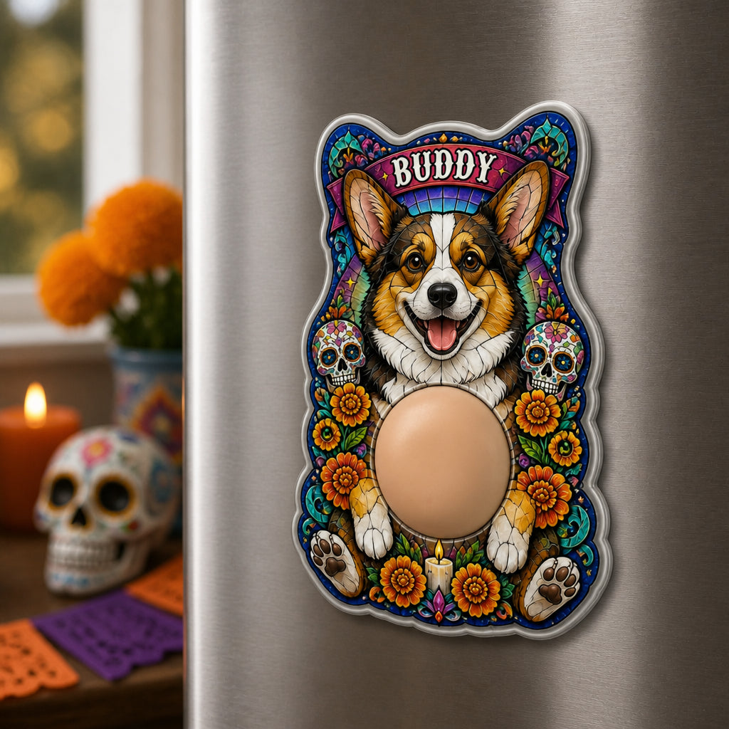 Personalized Día de los Muertos Pet Portrait Acrylic Fridge Magnet - Personalized Acrylic Refrigerator Magnet - Soft Rubber Belly b323417c-ac10-446d-a848-3b75c29e62a6.jpg