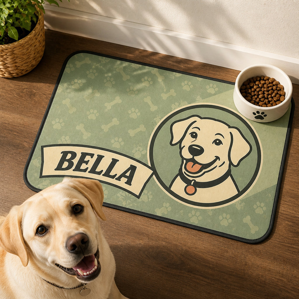 Personalized Pet Feeding Placemat – Retro Bones Badge - Personalized Placemat b3456a9d-c6c7-4c62-aa73-02cf6c61159c.jpg