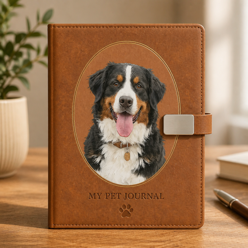 Watercolor Pet Cameo Leather Journal - Personalized Graphic Leather Journal b362da3c-854e-4ec6-9fff-fa5f908b4377.png