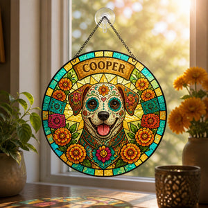 Sugar Skull Pet Name Stained-Glass Suncatcher - Personalized Suncatcher Stained Glass b37b1e84-bf1d-4b24-8d5f-ef7610735b73.jpg