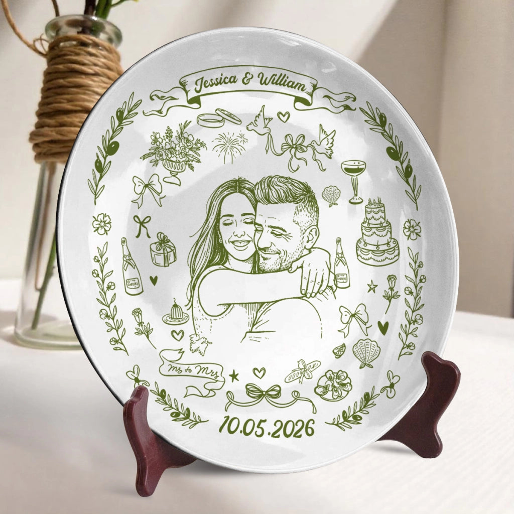 Our Wedding - Personalized Ceramic Plate - Wedding Gift, Anniversary Gift For Couple b38b3ca1-0973-4631-9d87-55bff8b19831-3.webp