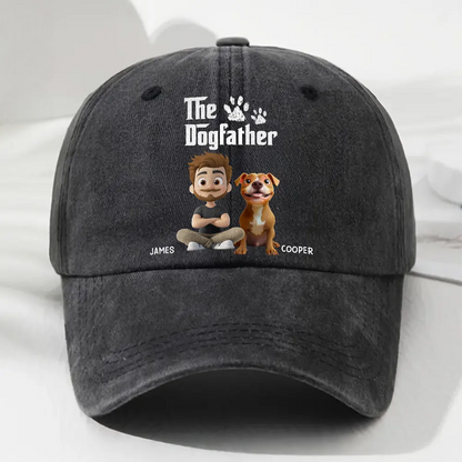Cool Dog Father - Personalized Washed Denim Cap - Gift For Dog Dad, Dog Owner, Dog Lovers, Father's Day Gift