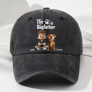 Cool Dog Father - Personalized Washed Denim Cap - Gift For Dog Dad, Dog Owner, Dog Lovers, Father's Day Gift