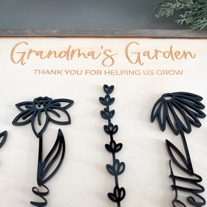 Personalized Wooden Birth Month Flower Garden Plaque | Birth Flower Garden | Custom Mother s Day or Birthday Gift | Gift for Mom, Grandma
