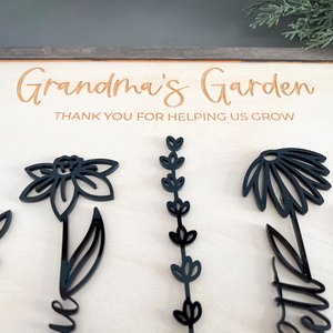 Personalized Wooden Birth Month Flower Garden Plaque | Birth Flower Garden | Custom Mother s Day or Birthday Gift | Gift for Mom, Grandma