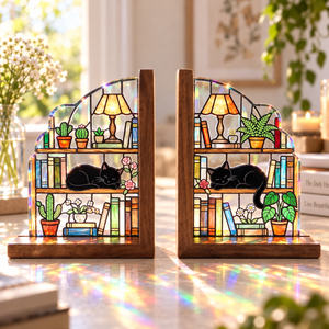 Custom Cat Bookends Stained Glass Personalized Cat Couple Flowers Mortise Wooden Book Holder Bookish Gift b3b09665-9e45-4688-bc21-ce9485531f32-6b70670d-948a-4c76-97ba-6c2f275d9a75.png